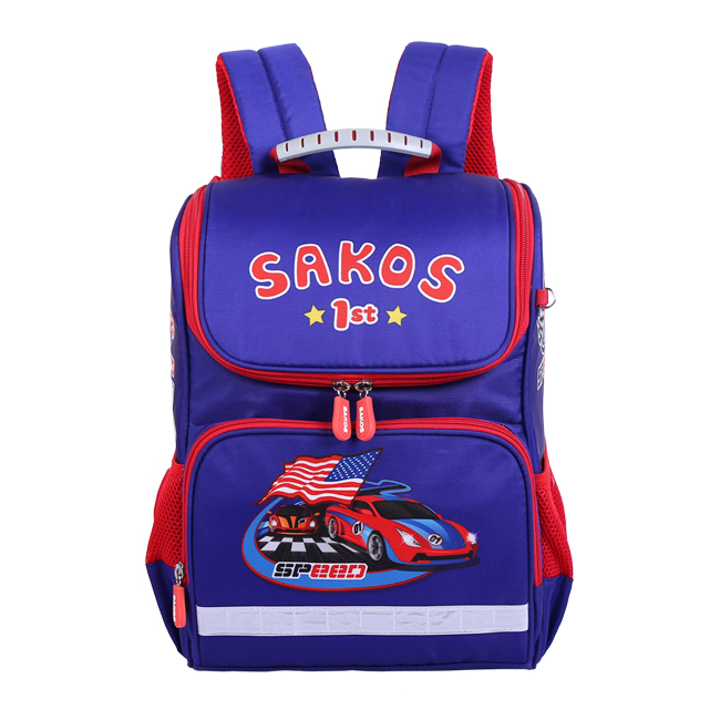 Balo cho bé trai Sakos Simple - Xanh (Car Racing), chính hãng thương hiệu Mỹ
