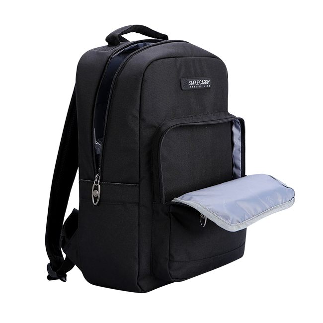 Balo Simplecarry Issac 3 - Black có nhiều ngăn, có ngăn chống sốc cho laptop 14 inch