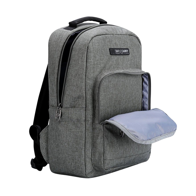 Balo Simplecarry Issac 3 - D.Grey có các ngăn được bố trí thuận tiện sử dụng, có ngăn chống sốc cho laptop 14 inch