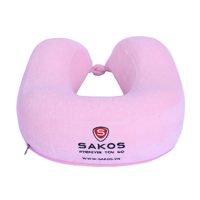 Gối chữ U Sakos U3 - Pink, sản phẩm chính hãng thương hiệu Mỹ, màu hồng nữ tính
