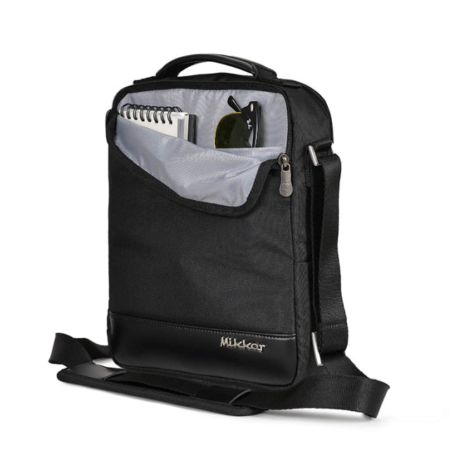Túi đeo chéo Ipad Mikkor The Norris Sling - Black, ngăn nhỏ phía mặt trước để đồ tiện dụng