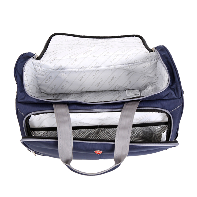 Các ngăn trong của túi du lịch Sakos Stilo màu xanh tím than viền xám