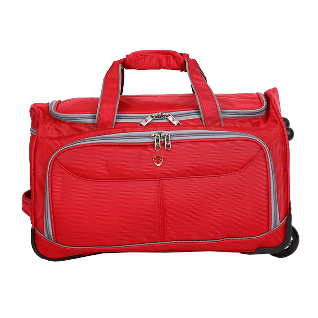 Túi du lịch cần kéo Sakos Stilo (M) - Red/Grey có quai xách cực bền bỉ, chịu tải tới 25kg. Bánh xe to, chắc chắn