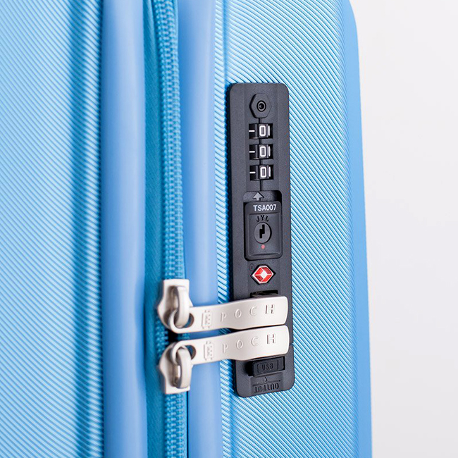 Vali Epoch 8695 20 inch (S) - Blue khóa số TSA cao cấp, có tích hợp cổng USB sạc dự phòng