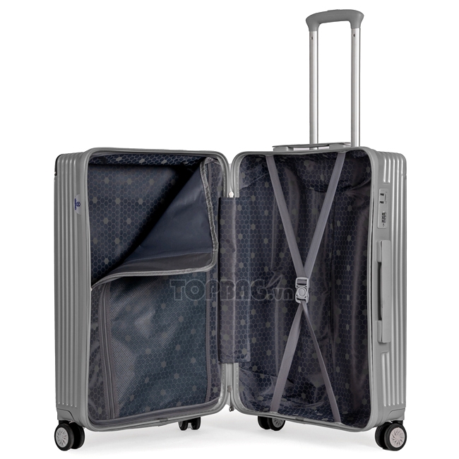 Bên trong vali được chia làm 2 ngăn, size 24 inch để được 20-25kg hành lý