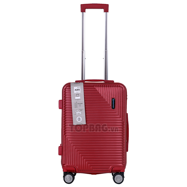 Vali du lịch Hùng Phát 950 màu đỏ đô, chất liệu nhựa ABS vân sần chống xước
