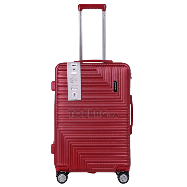 Vali du lịch Hùng Phát 950 màu đỏ đô, chất liệu nhựa ABS vân sần chống xước