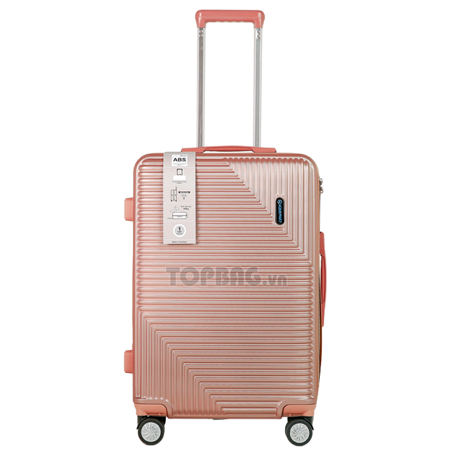 Vali du lịch Hùng Phát 950 màu hồng, chất liệu nhựa ABS vân sần chống xước