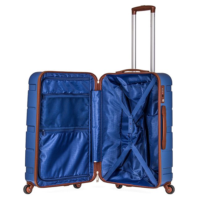 Ngăn trong vali thiết kế tiện lợi, có vách chia vali, các ngăn nhỏ và dây đai chữ X giữ đồ.