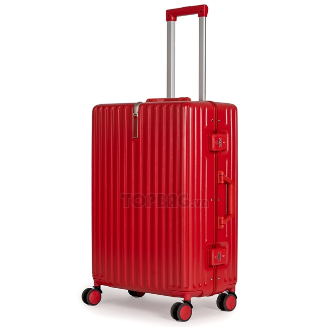 Vali nhựa khung nhôm Travel King 805 24 inch (M) - Đỏ, kiểu dáng đẹp, màu sắc nổi bật