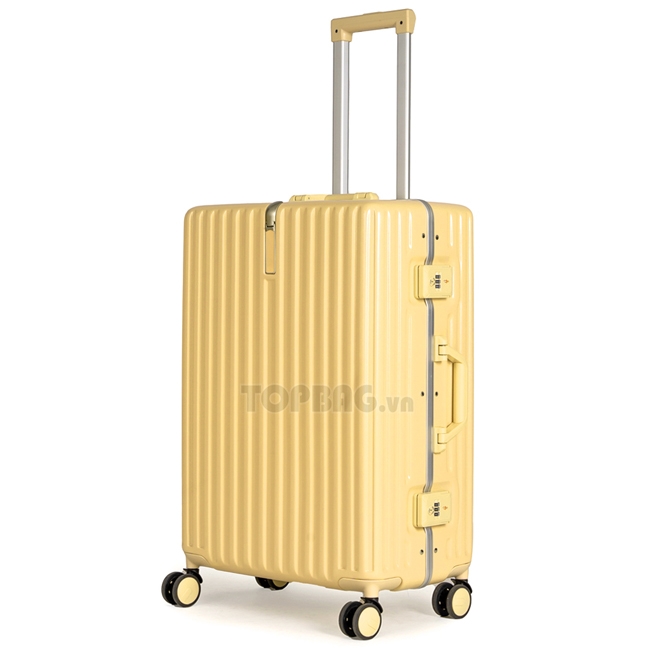 Vali nhựa khung nhôm Travel King 805 24 inch (M) - Vàng, kiểu dáng đẹp, màu sắc nổi bật