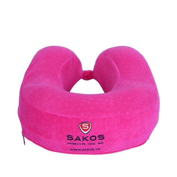 Gối cổ chữ U cao su non Sakos U3 - Red Pink